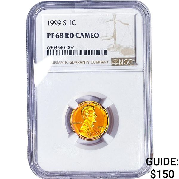 1999 Wheat Cent NGC PF68 RD Cameo