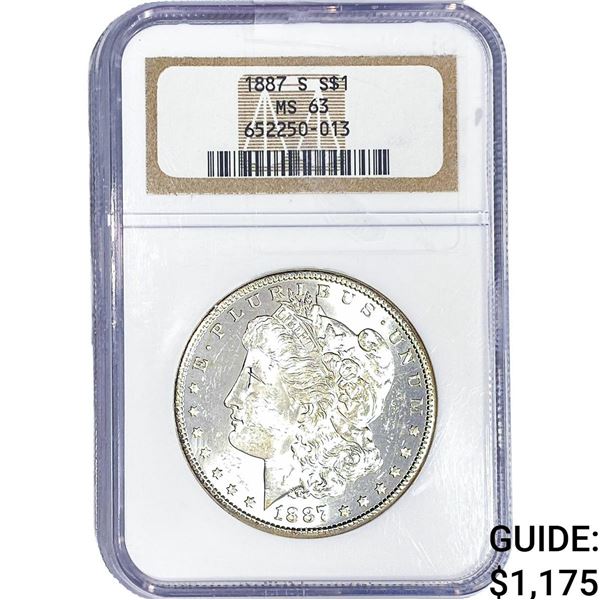 1887-S Morgan Silver Dollar NGC MS63