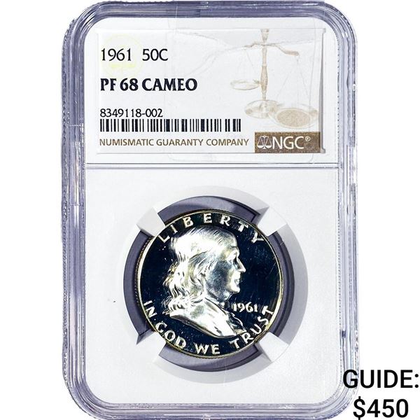 1961 Franklin Half Dollar NGC PF68 Cameo