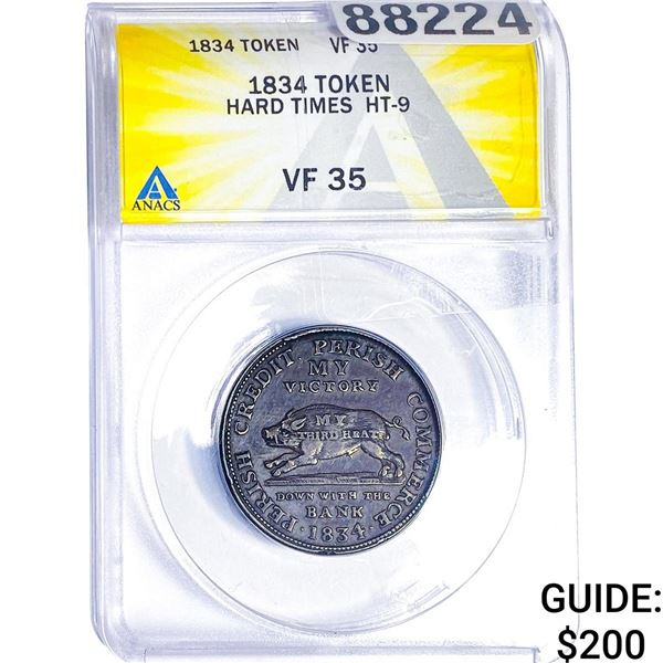 1834 Token Hard Times ANACS VF35