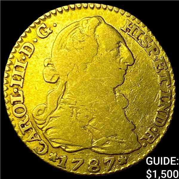 1787 Colonial Spain .0951oz Gold 1 Escudo