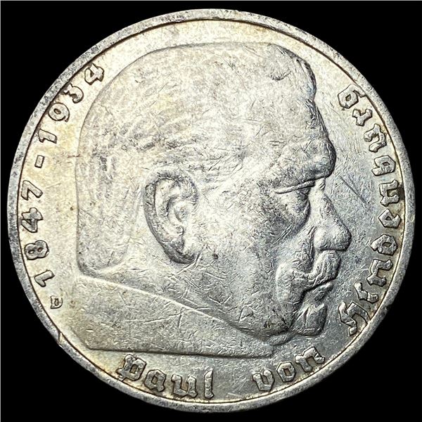 1935D Germany Silver 5 Reichsmark