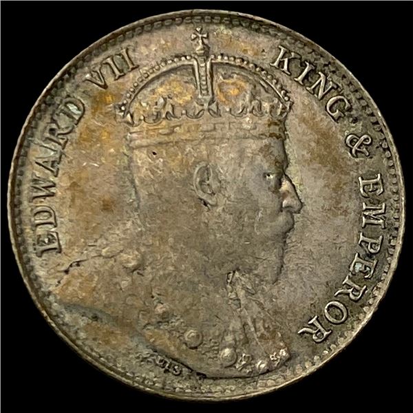1908 Ceylon SIlver 10 Cents