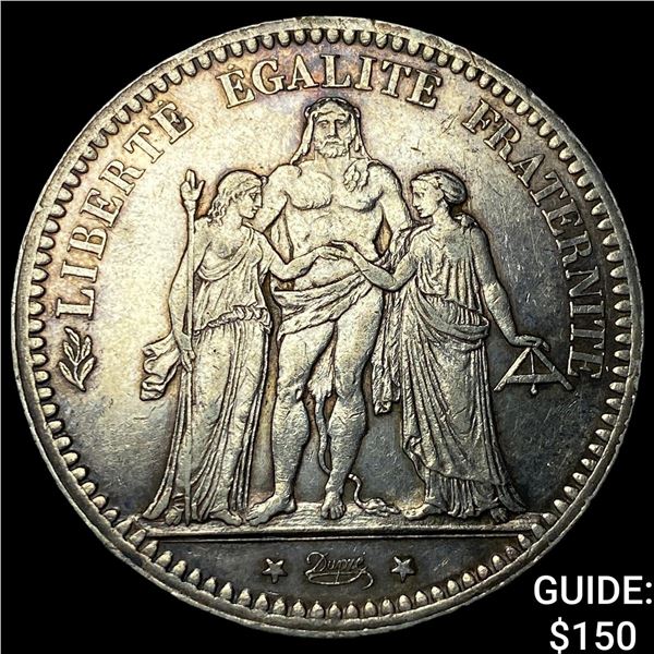 1873A France Silver 5 Francs