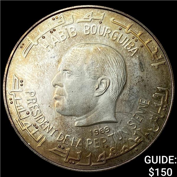 1969 Tunsia Silver 1 Dinar Proof