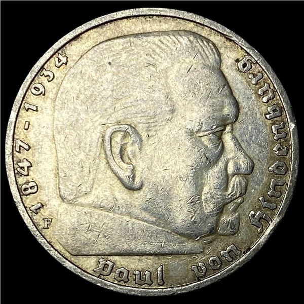 1938F Germany Silver 5 Reichsmark