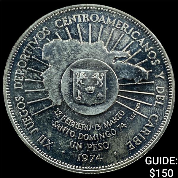 1974 Dominican Republic Silver 1 Peso