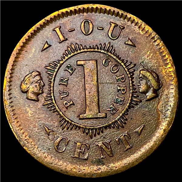 1863 Civil War Token I-O-U CLOSELY UNCIRCULATED