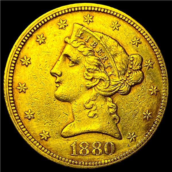1880 Gold $5 Liberty Head Half Eagle CLOSELY UNCIRCULATED