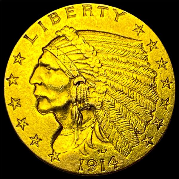 1914 Indian Head Gold $2.5 Quarter Eagle CLOSELY UNCIRCULATED