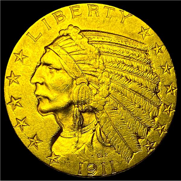 1911 Indian Head Half Eagle $5 Gold CLOSELY UNCIRCULATED