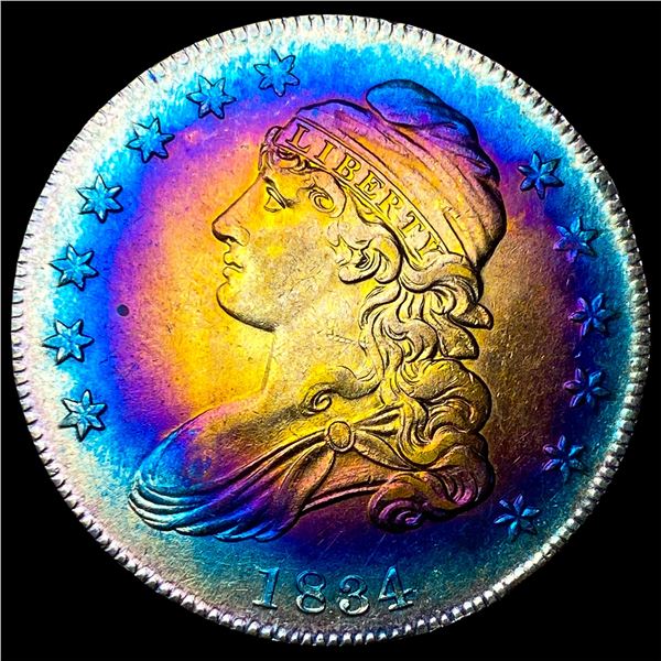 1834 Toned Capped Bust Half Dollar CHOICE AU
