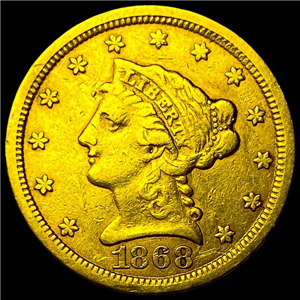 1868-S Gold $2.50 Liberty Head Quarter Eagle CLOSELY UNCIRCULATED