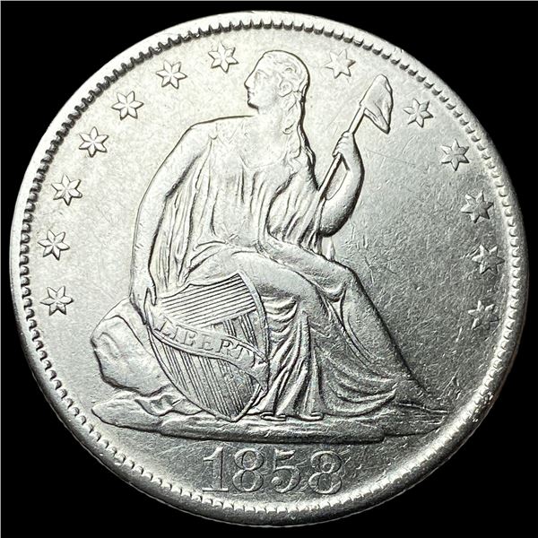 1858-O Silver Seated Liberty Half Dollar  CLOSELY UNCIRCULATED