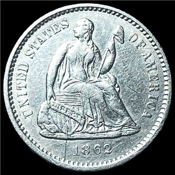 1862 Silver Seated Liberty Half Dime CHOICE AU