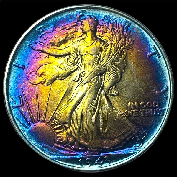 1943 Toned Walking Liberty Half Dollar ABOUT UNCIRCULATED
