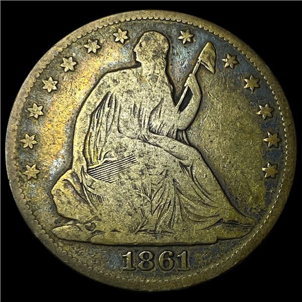1861 Seated Liberty Half Dollar LIGHTLY  CIRCULATED