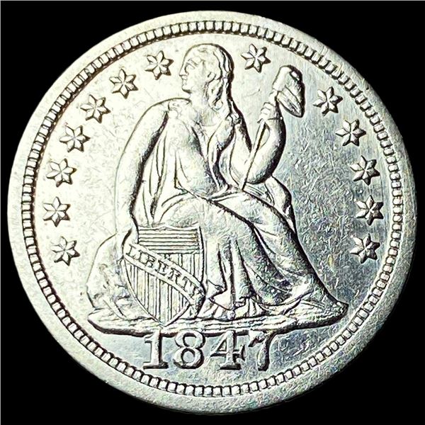 1847 Silver Seated Liberty Dime CHOICE AU