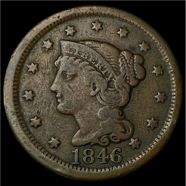 1846 Braided Hair Large Cent LIGHTLY  CIRCULATED