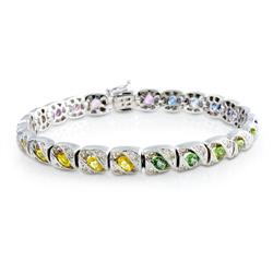 Genuine 7.51 ctw Diamond & Multi-color Sapphire Bracelet  
