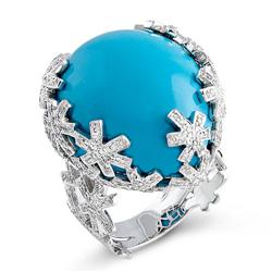 Genuine 36.12 ctw Diamond & Turquoise Ladies Ring  