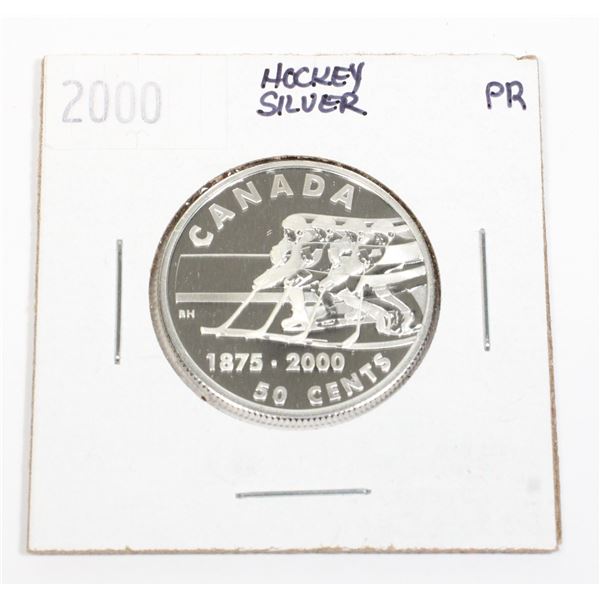 2000 1/4OZ CANADA HOCKEY SILVER PROOF 50-CENT