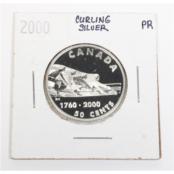2000 1/4OZ CANADA CURLING SILVER PROOF 50-CENT