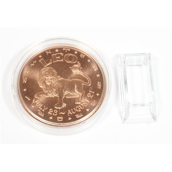 1OZ LEO COPPER ROUND IN CAPSULE WITH STAND