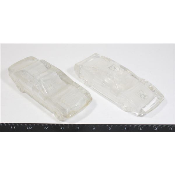 VINTAGE GLASS CAR FIGURINES MADE IN ITALY