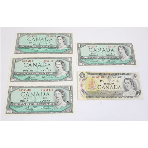 LOT OF 4 GREAT CONDITION 1954 CANADIAN ONE DOLLAR