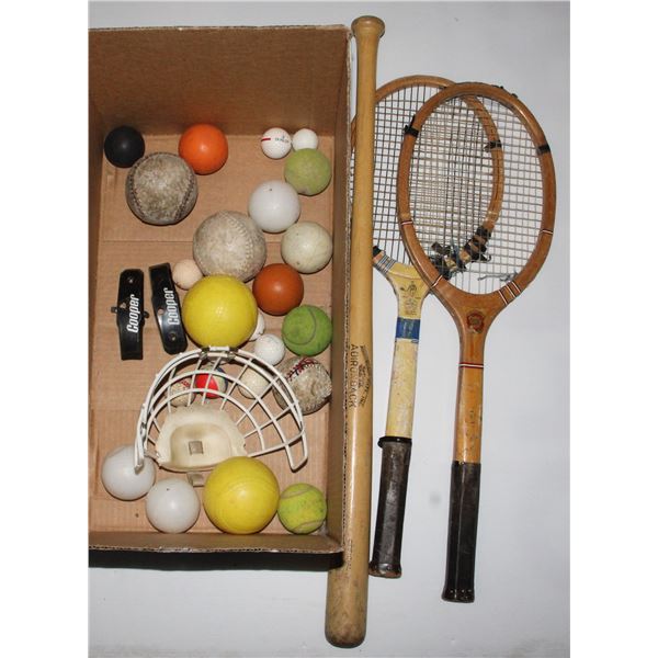 BIG BOX OF VINTAGE BASEBALLS & MORE COLLECTABLES