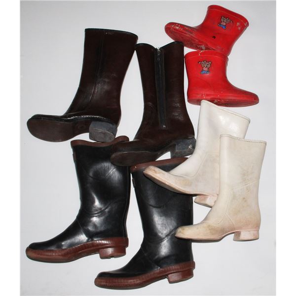 BOX OF VINTAGE CHILDREN'S & WOMEN'S RAIN BOOTS