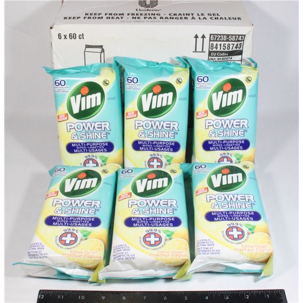 CASE OF VIM POWER & SHINE CITRUS CLEAN WIPES