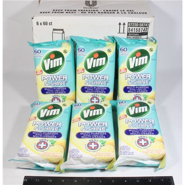 CASE OF POWER & SHINE CITRUS CLEAN VIM WIPES