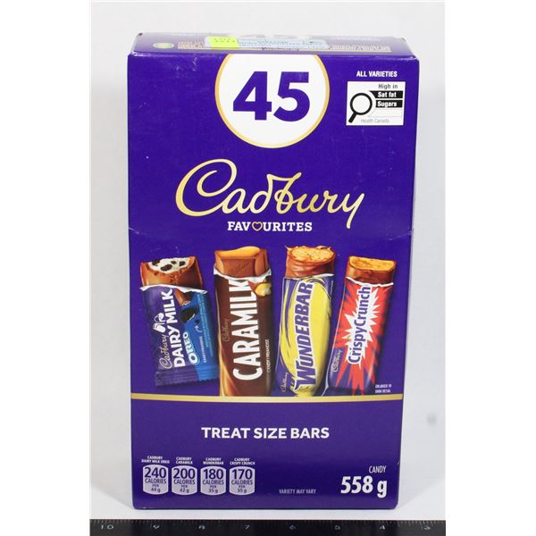 45 CADBURY FAVORITES TREAT SIZE BARS (558G)