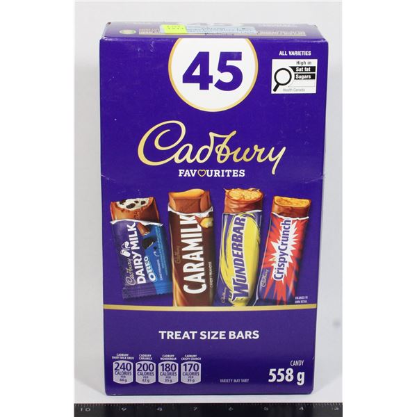 45 CADBURY FAVORITES TREAT SIZE BARS (558G)