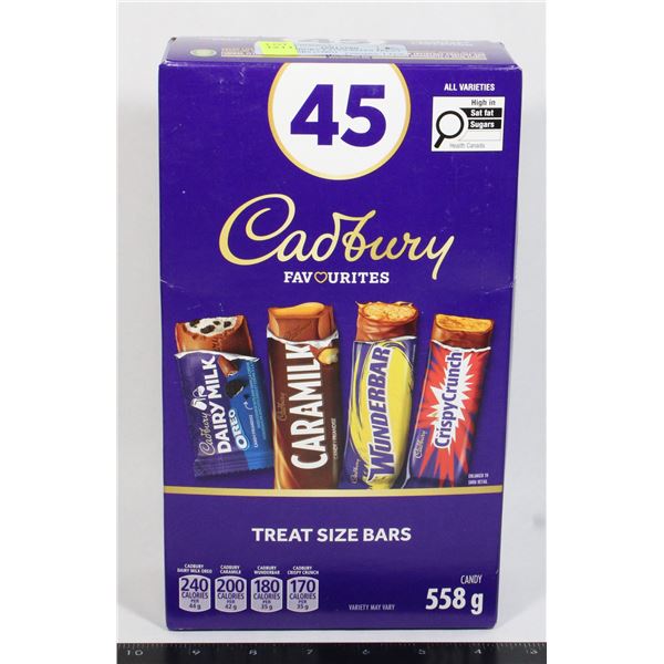 45 CADBURY FAVORITES TREAT SIZE BARS (558G)