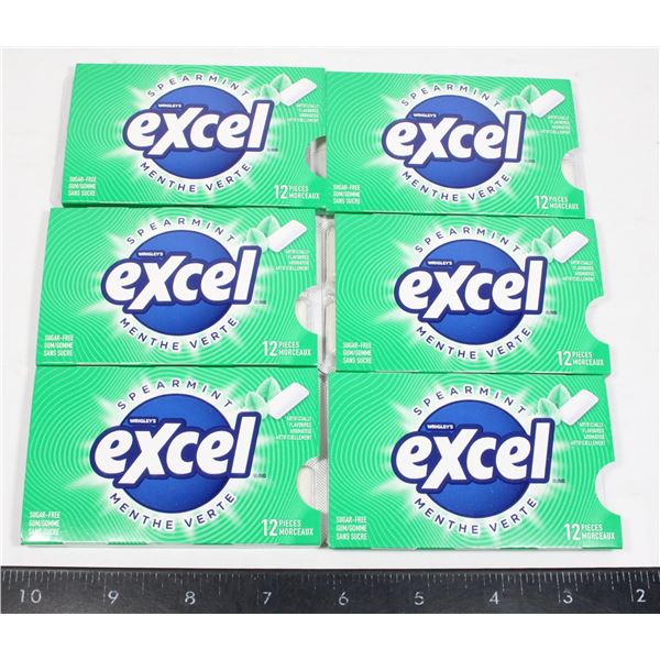 LOT OF 6 EXCEL SPEARMINT GUM