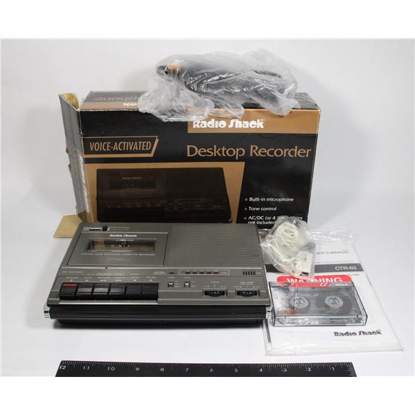 RADIO SHACK DESKTOP RECORDER IN BOX.