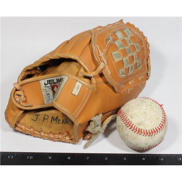 JELINEK BASEBALL GLOVE & BASEBALL