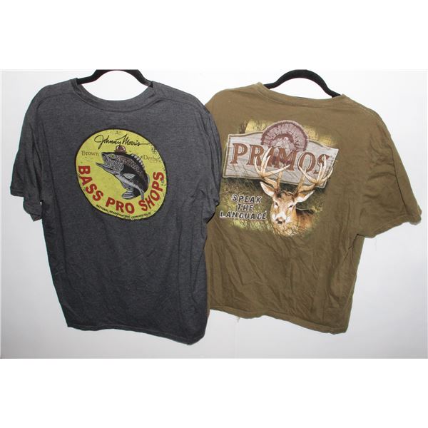 2 XXL T-SHIRTS (GREEN HUNTING AND BASS PRO)