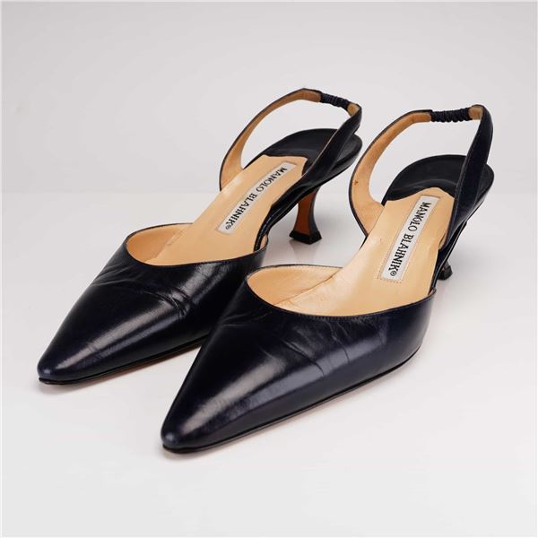 Manolo Blahnik Carolyne Leather Slingback Pumps