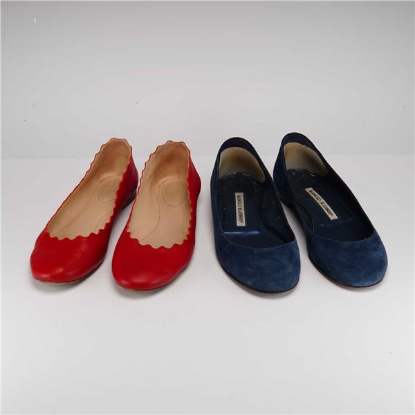 A Pair of Designer Ballet Flats, ChloÃ© Lauren and Manolo Blahnik