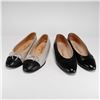 Image 1 : Two Pairs of Chanel Beige and Black Leather Flats