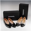 Image 7 : Two Pairs of Chanel Beige and Black Leather Flats