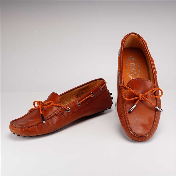 A Pair of Tod's Gommino Leather Driving Loafers, Cognac Brown