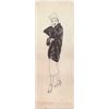 Image 1 : Wayne Hall Ink Drawing Illustration Woman in Fur Coat