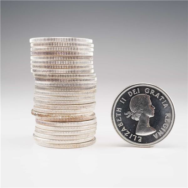 26pc 1964 Canadian Elizabeth II 25 Cents Silver Coins