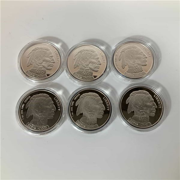 2001 D American Buffalo Commemorative UN Silver Dollar, Set of 6