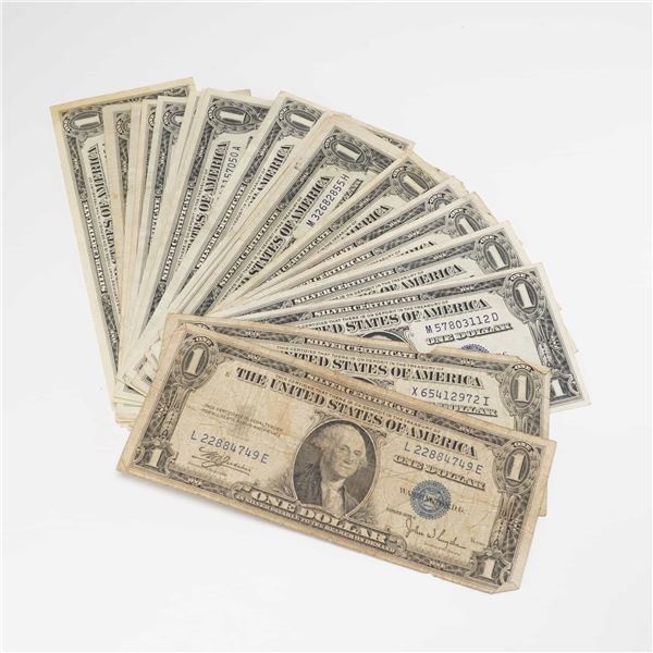 30pc 1935 C-F, 1957, 1957 A-B U.S. Silver Certificate One Dollar Notes